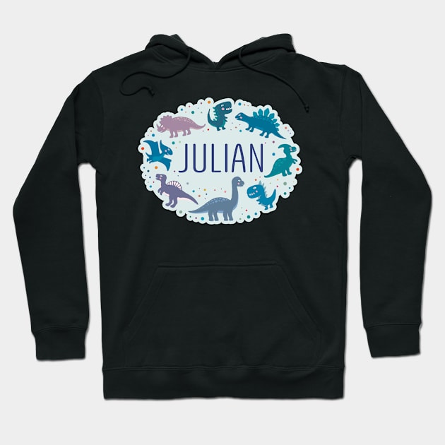 Julian name surrounded by dinosaurs Hoodie by WildMeART